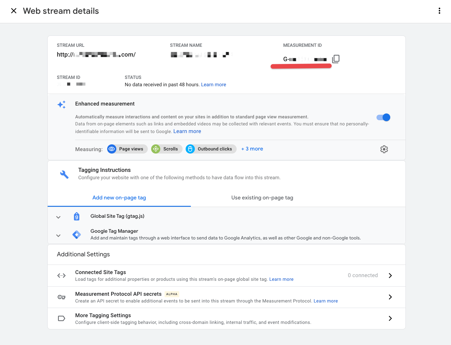 Google Analytics 4 web stream