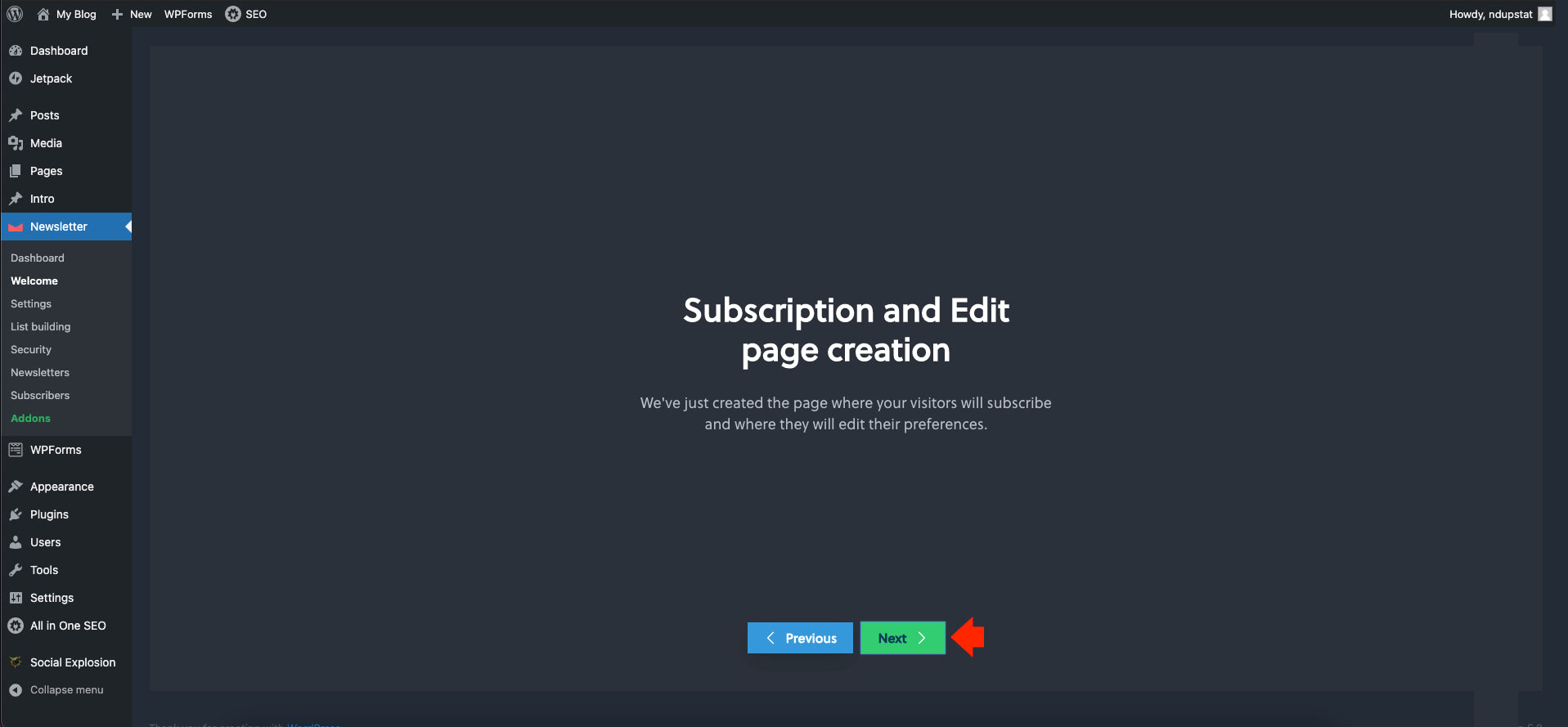 Subscription and Edit page creation