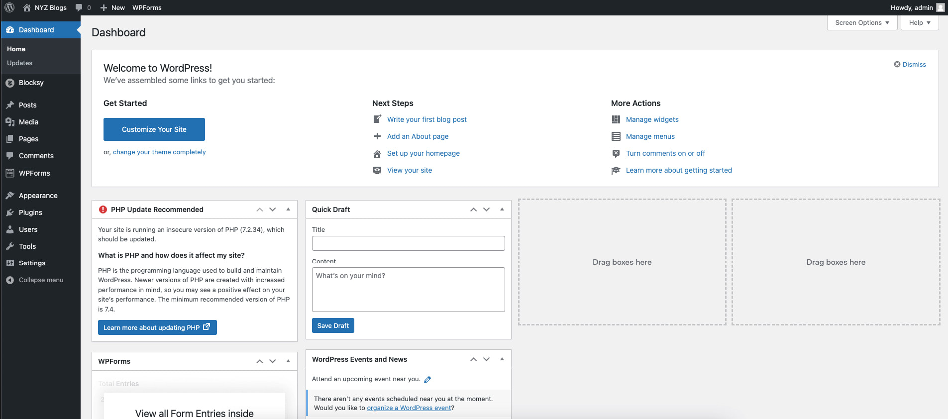 WordPress Dashboard