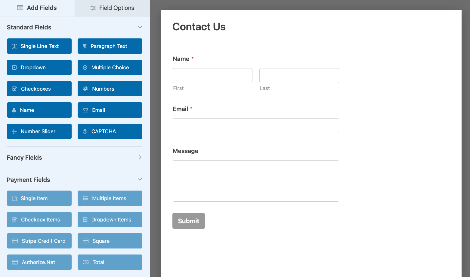 Example of how to add a contact form to WordPress