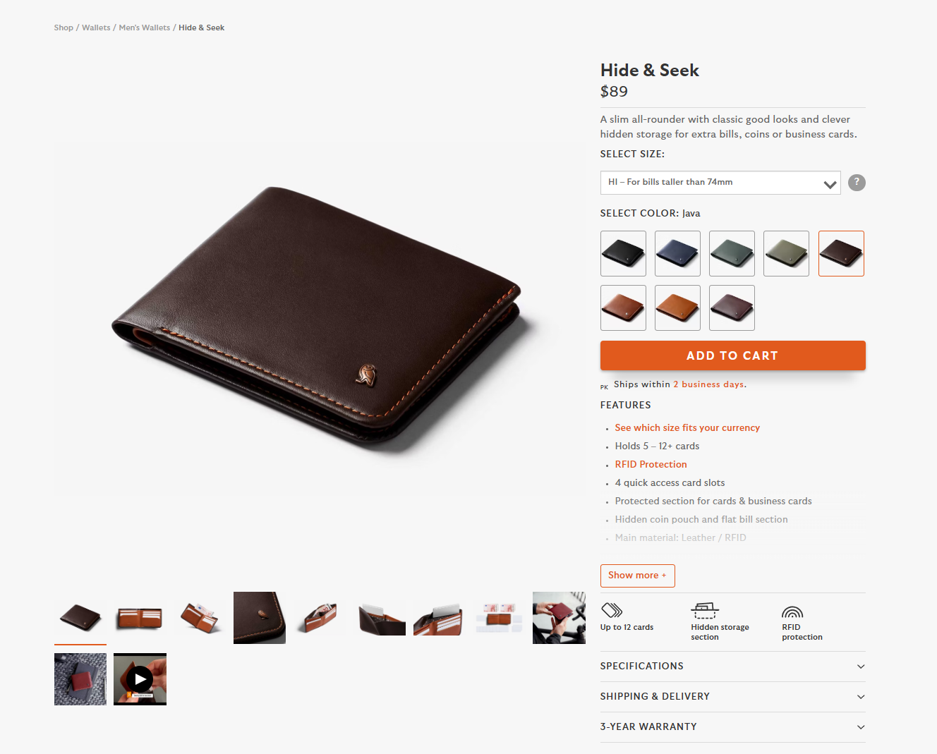 Bellroy product page