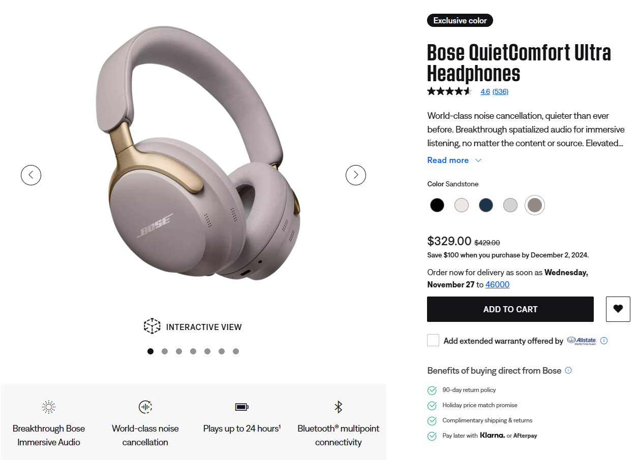 Bose product page