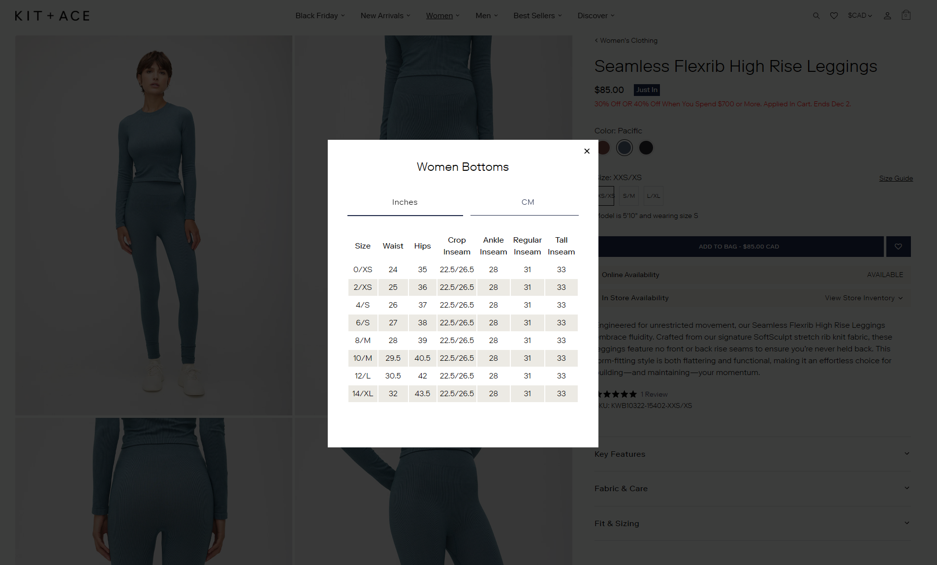 Kit + Ace size guide