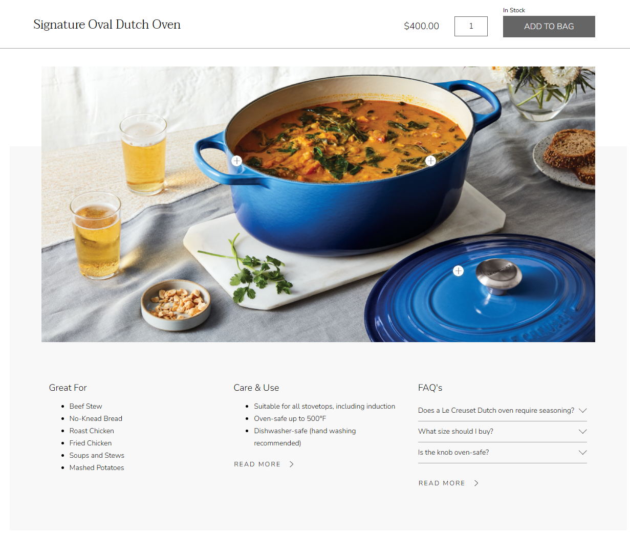 Le Creuset product page