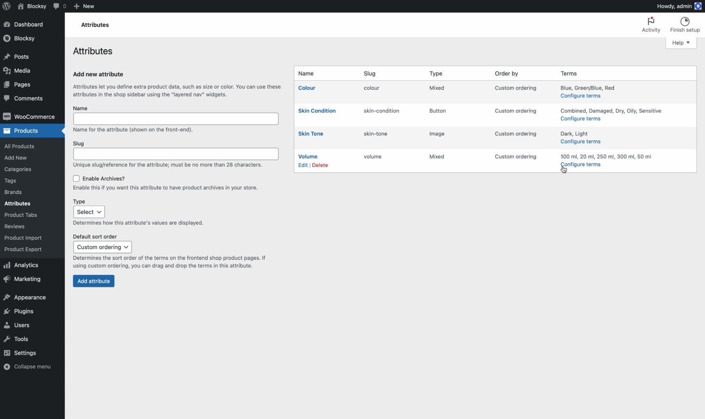 Configure terms