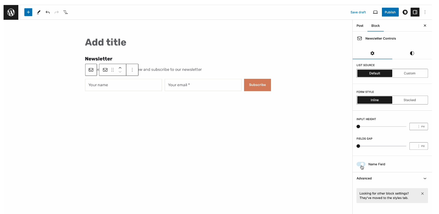 Customize lead capture form block