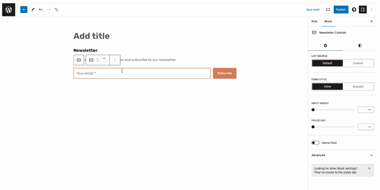 Lead capture form Gutenberg block