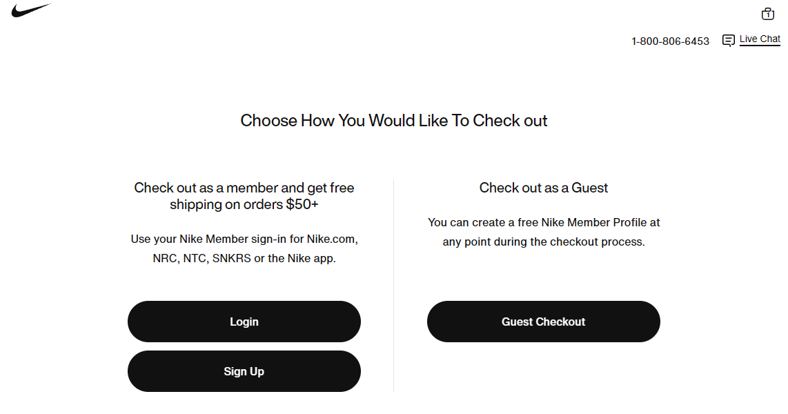 Nike guest checkout