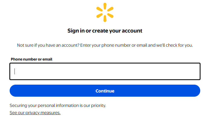 Walmart account creation
