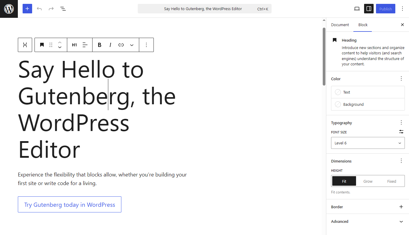 Gutenberg editor