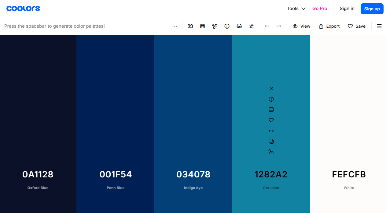 Coolors color palette