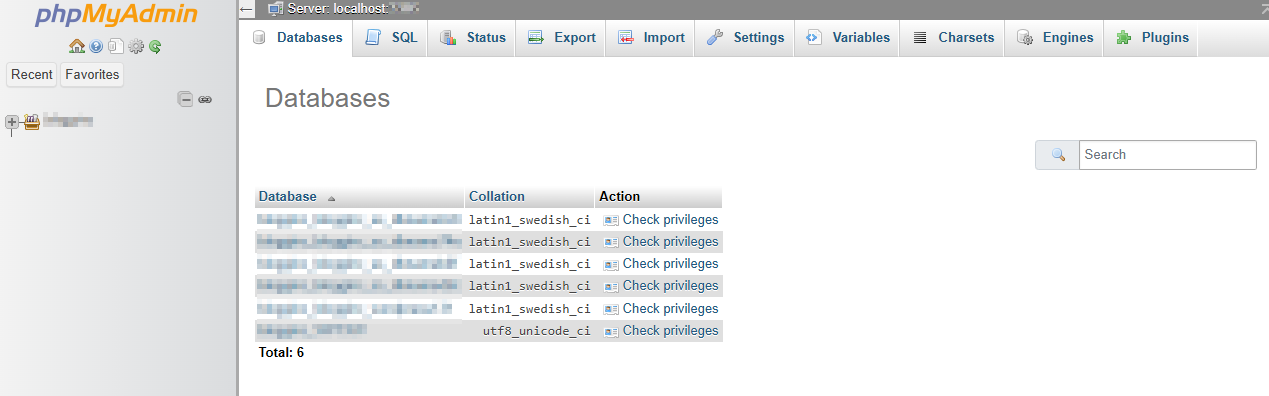 PHPMyAdmin area
