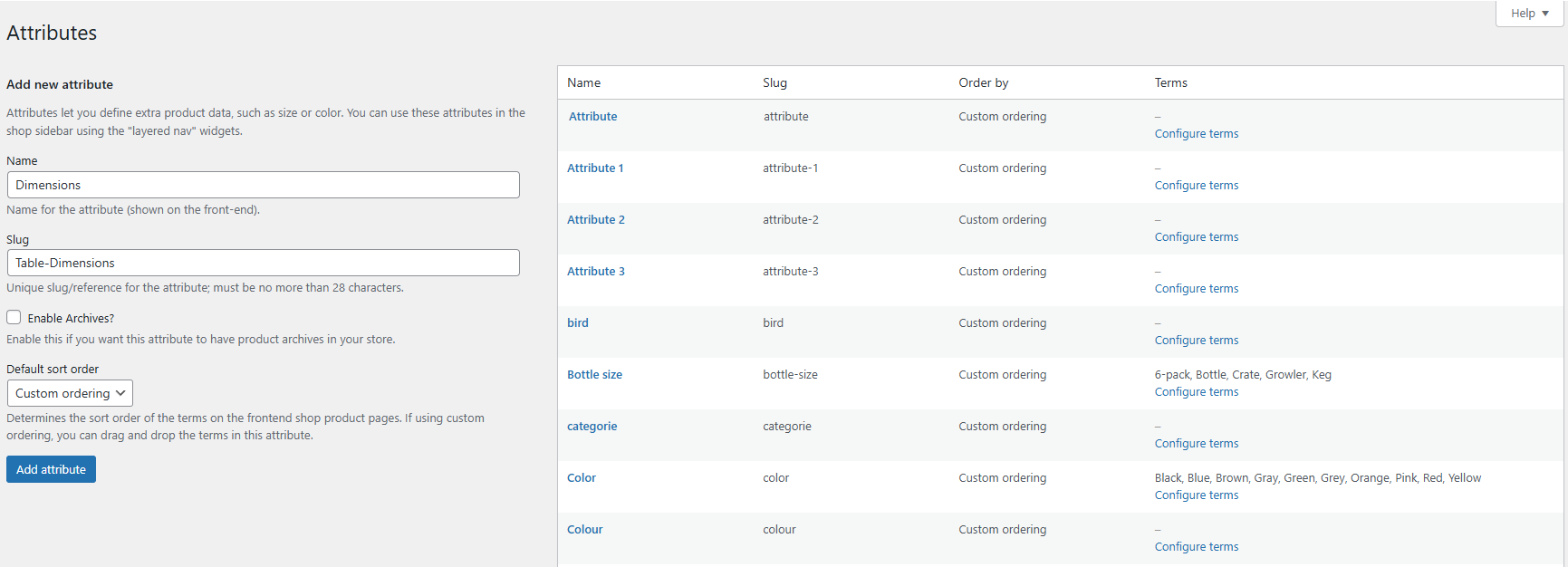 Create attributes