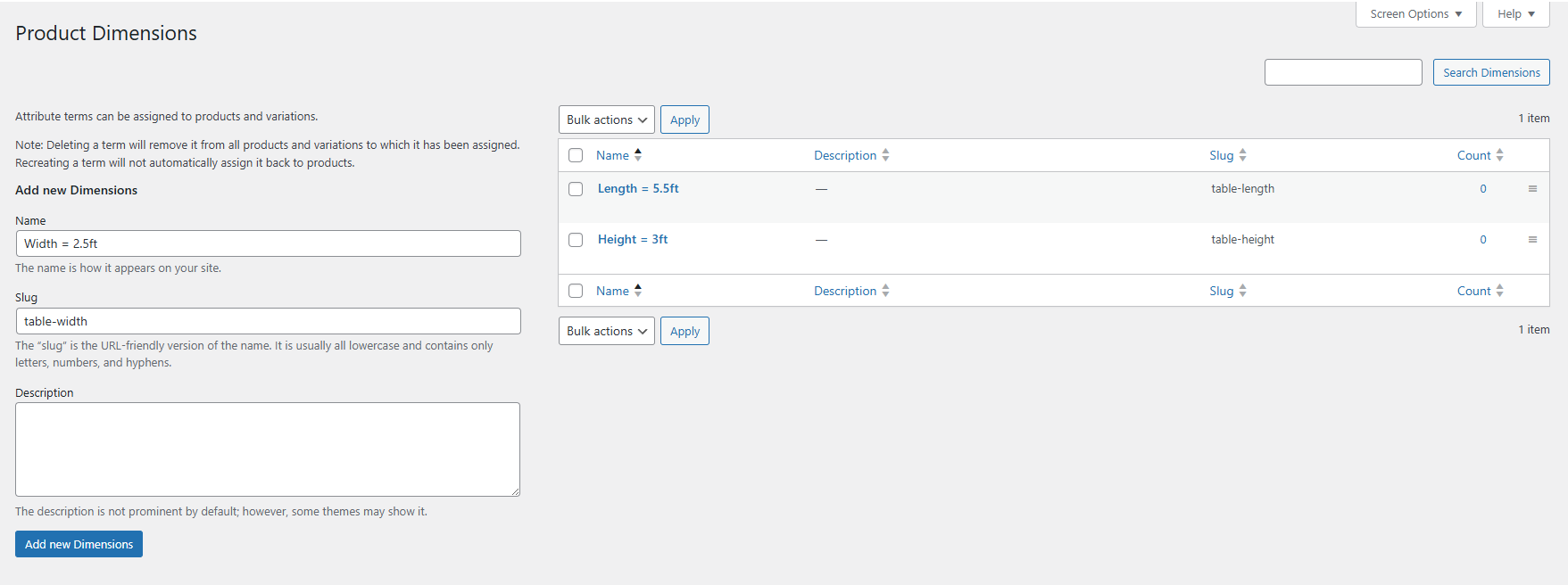 Configure terms