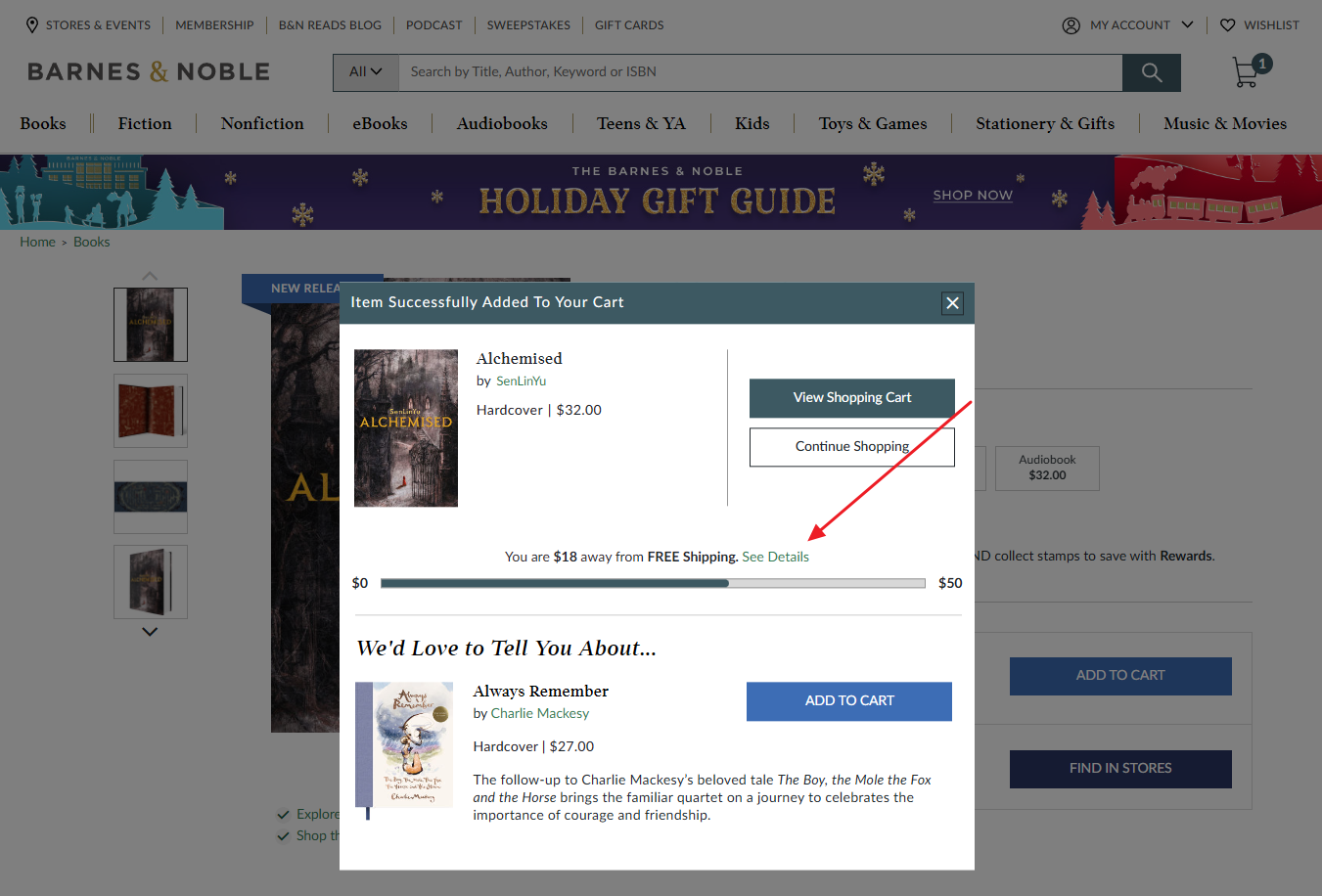 Barnes and Noble free shipping