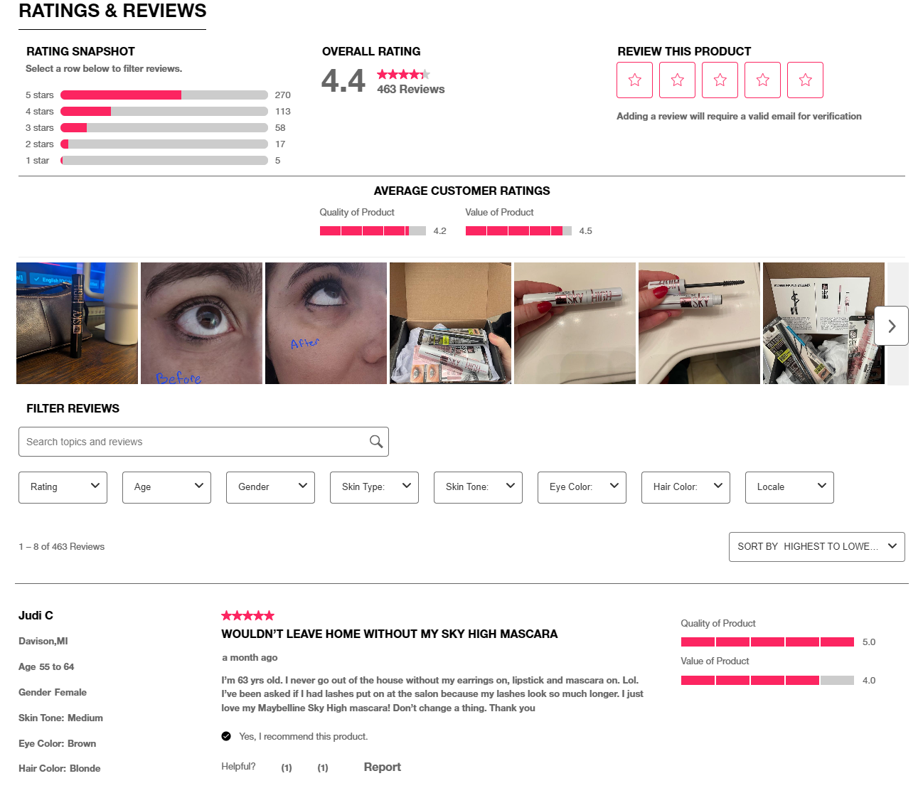 Maybelline reviews and ratings