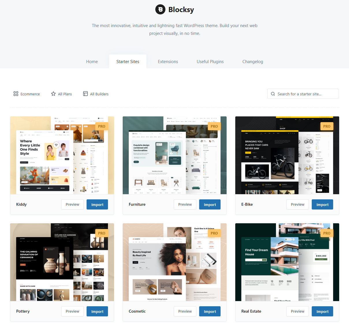 Blocksy Starter Site Templates