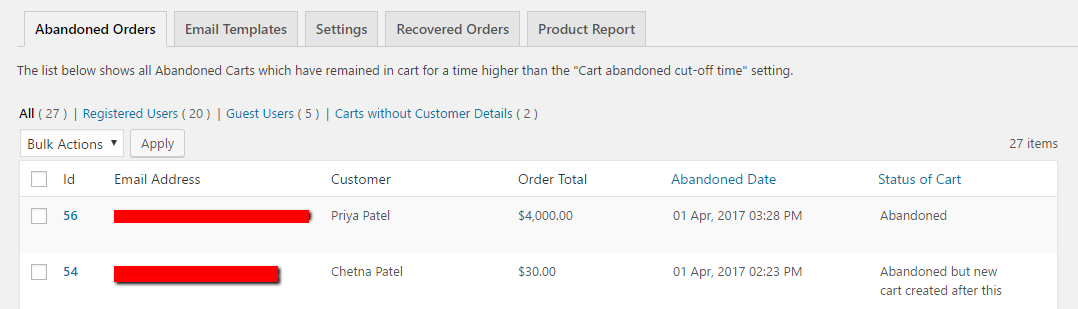 Abandoned Cart Lite for WooCommerce preview
