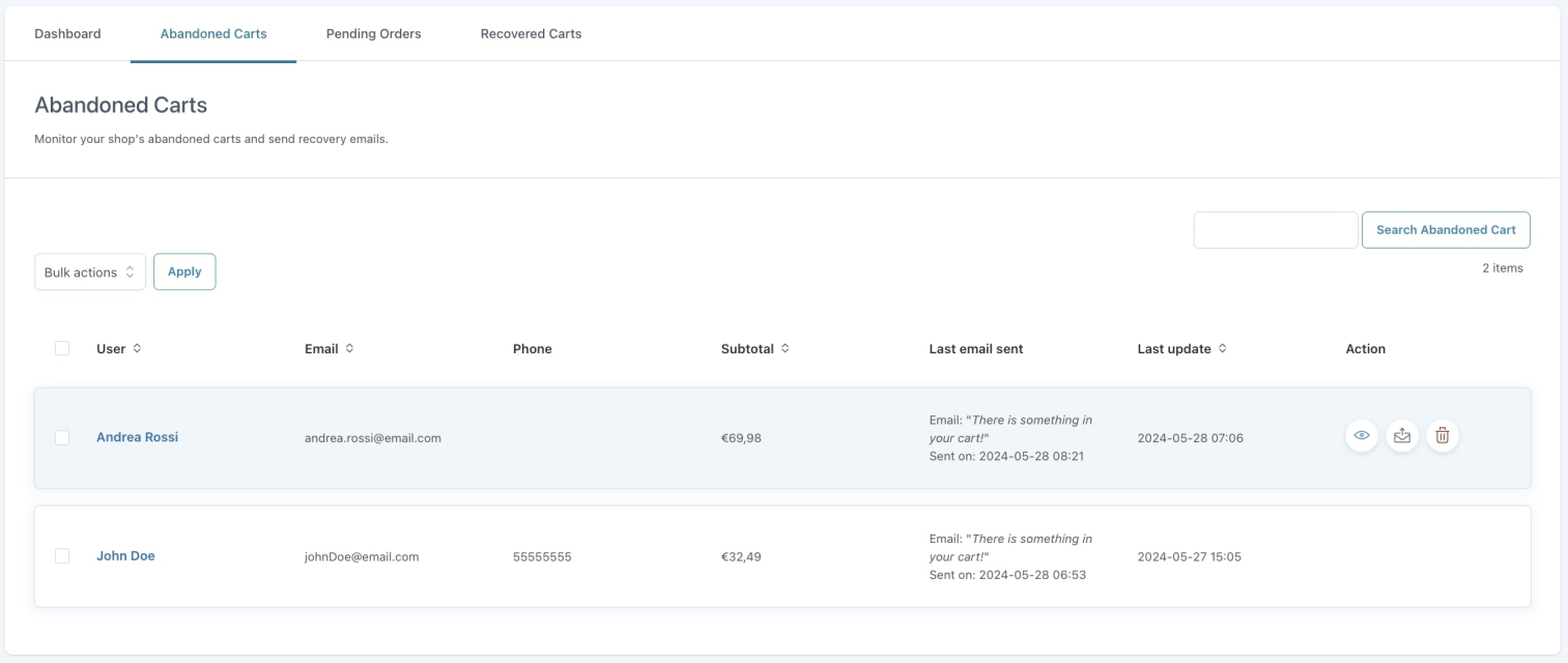 YITH WooCommerce Recover Abandoned Cart preview