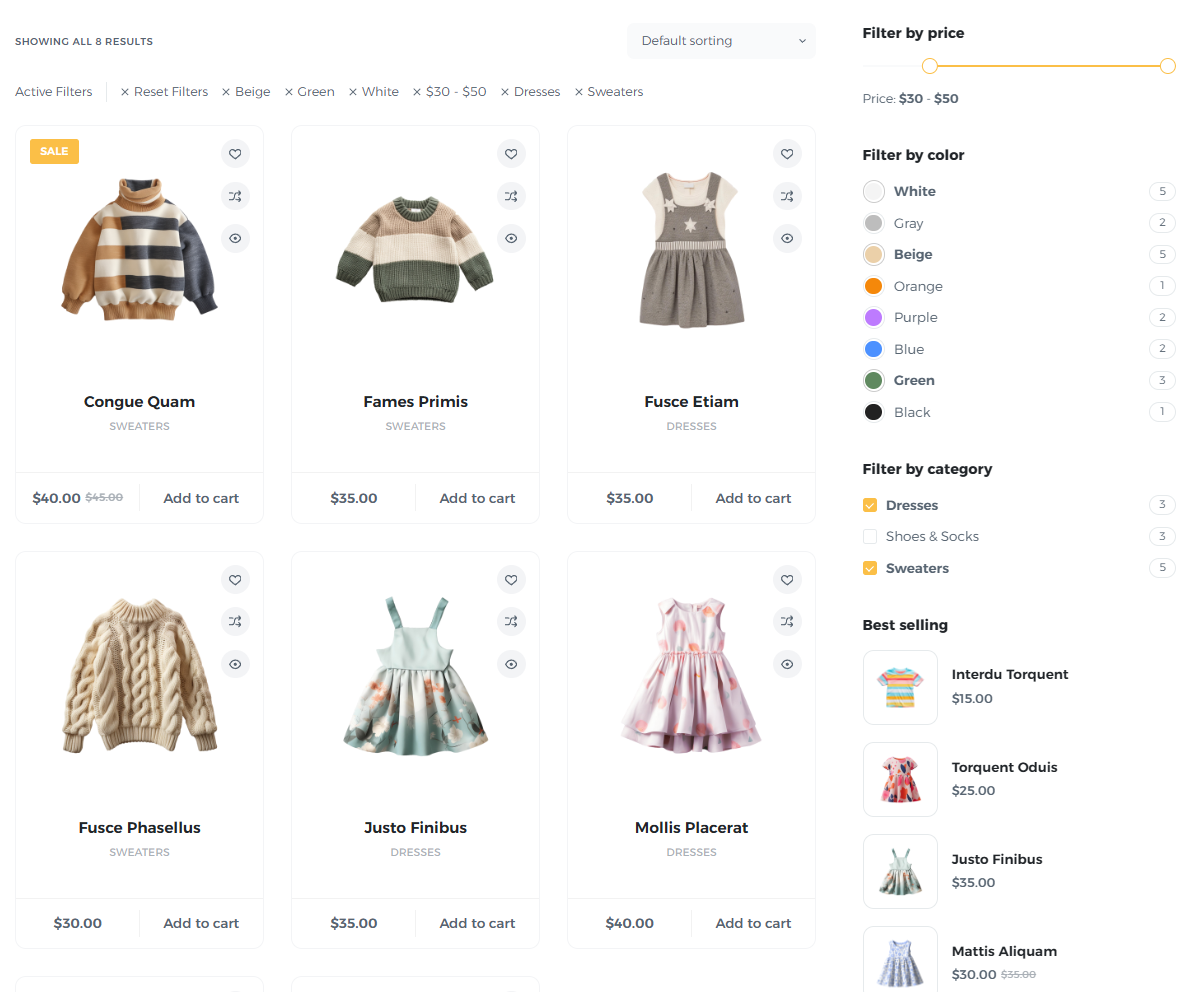 Blocksy theme with filters