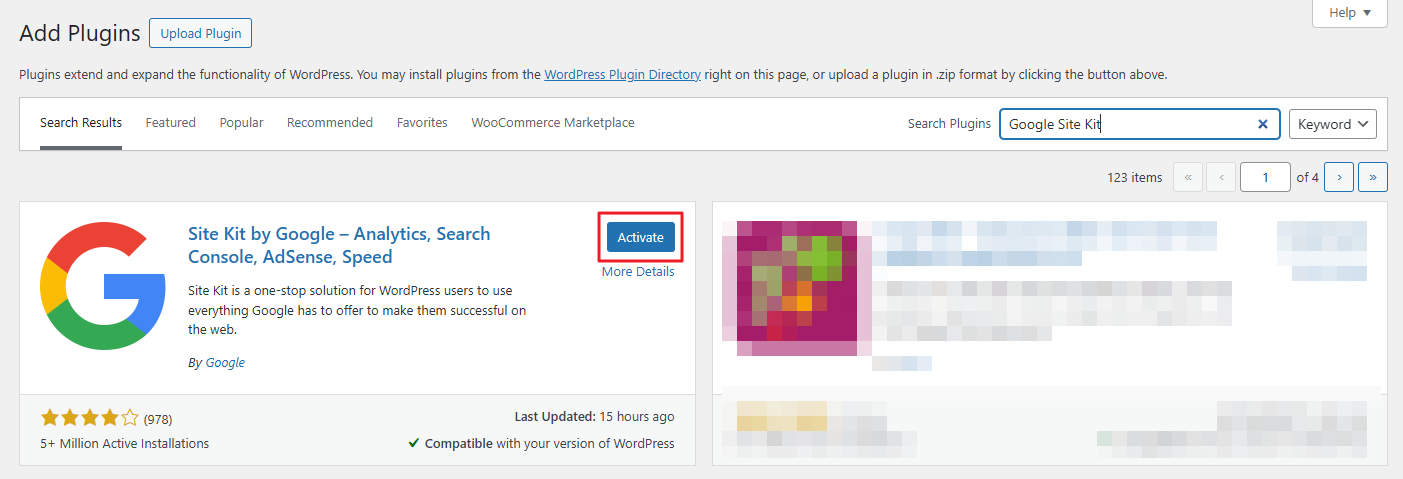 Install Site Kit by Google plugin
