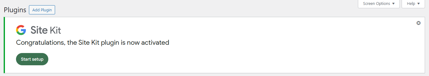 Site Kit setup wizard