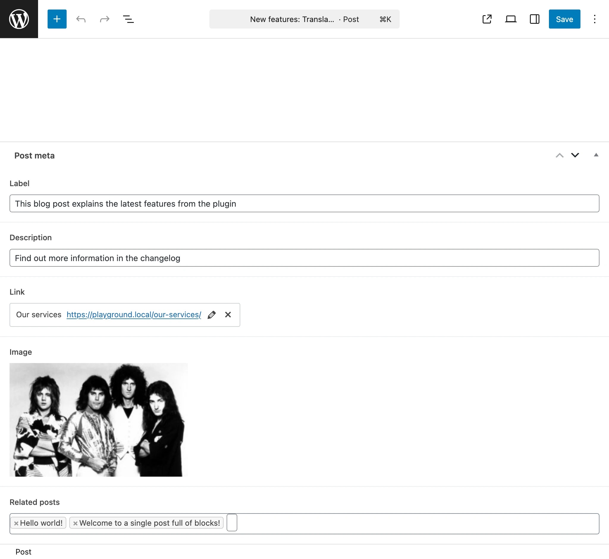 ACF post in the origin language