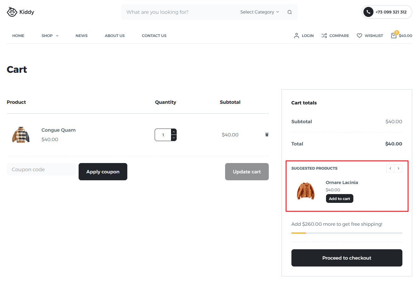 Cart based recommendations cross-sell