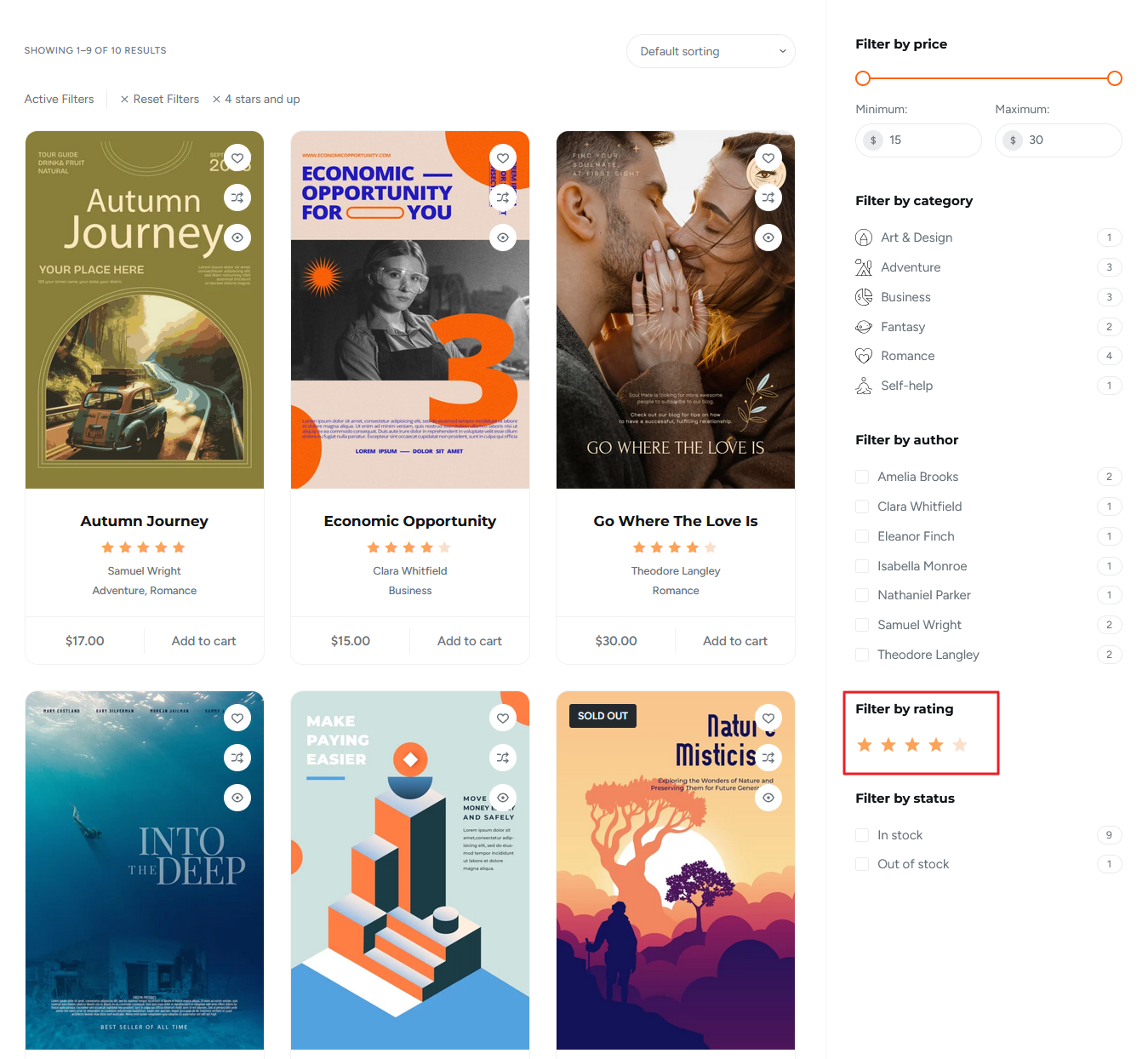 Product ratings filters
