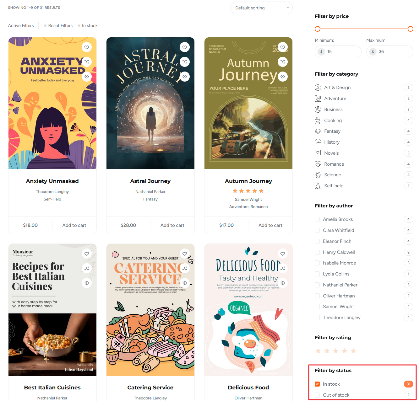 Stock availability filters