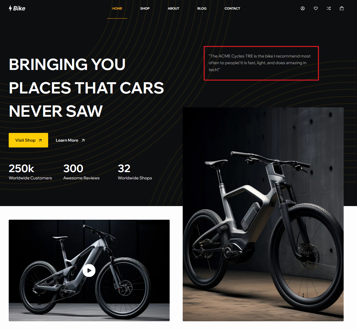 Hero section customer review placement above the fold