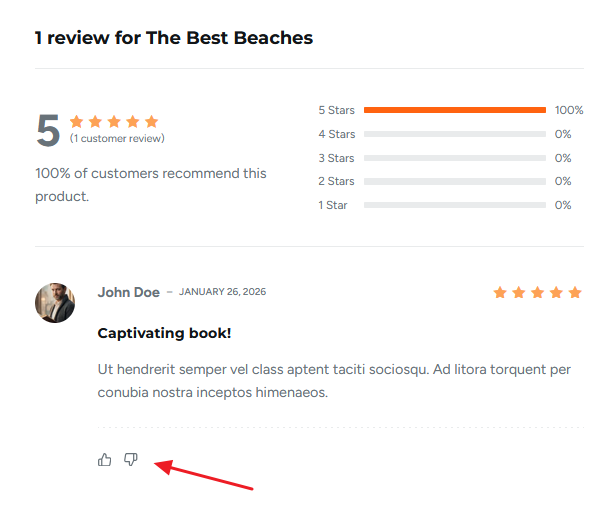Blocksy's review voting feature for WooCommerce stores
