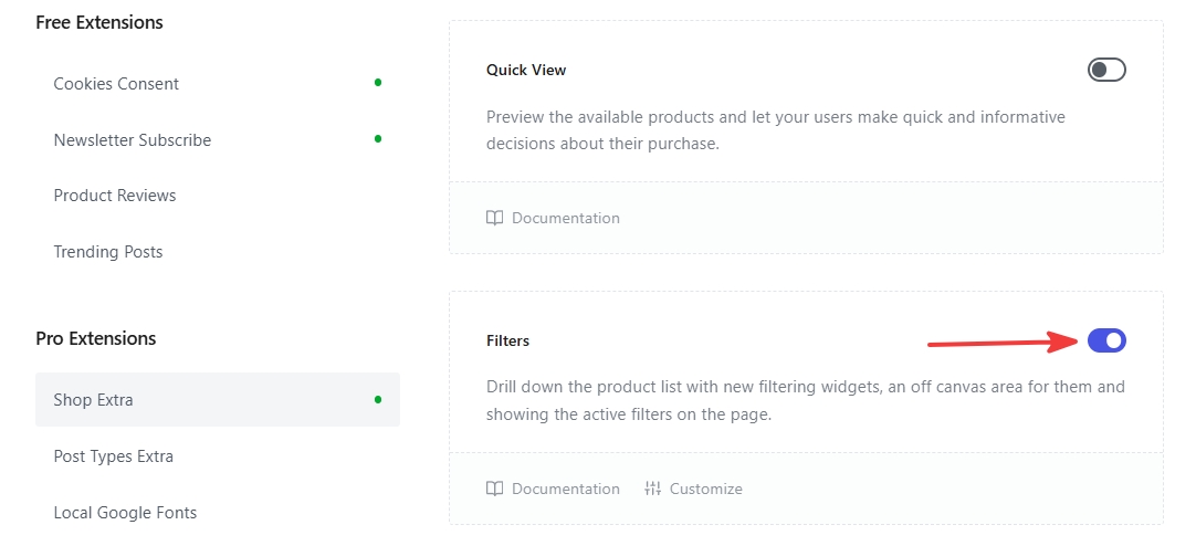 blocksy filters module