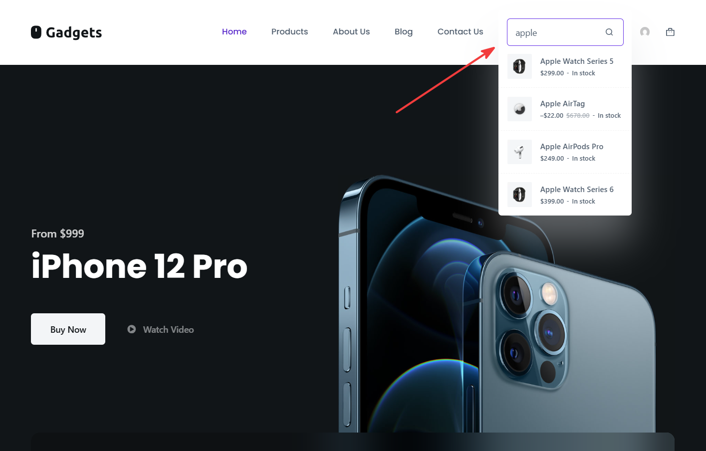 blocksy search box live search