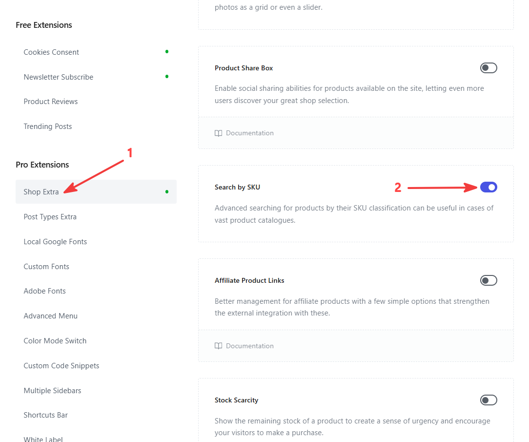 blocksy search by sku