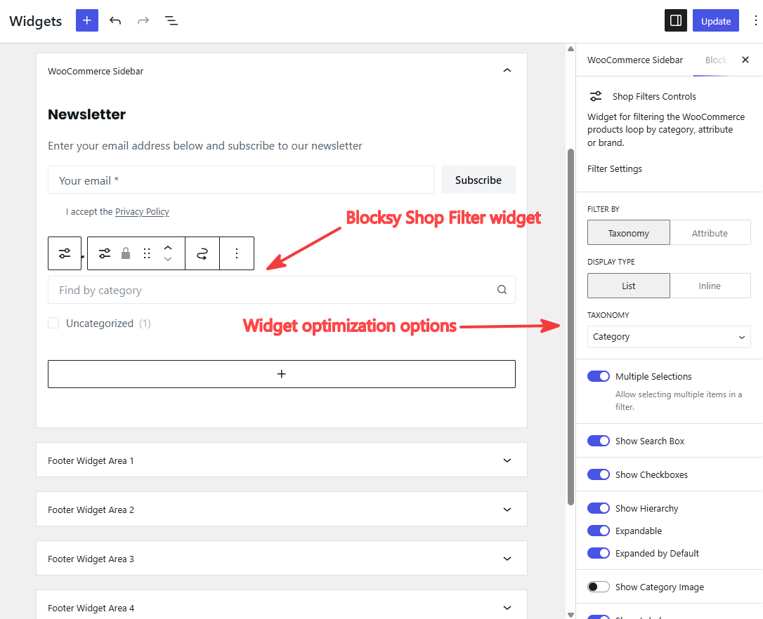 blocksy shop filter widget