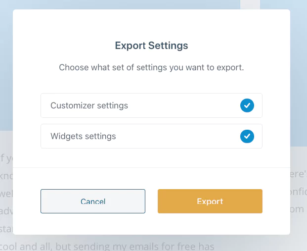Blocksy export widgets