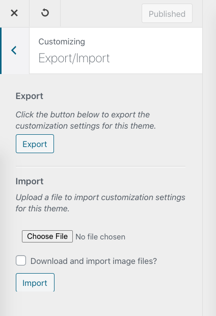 Export / import options