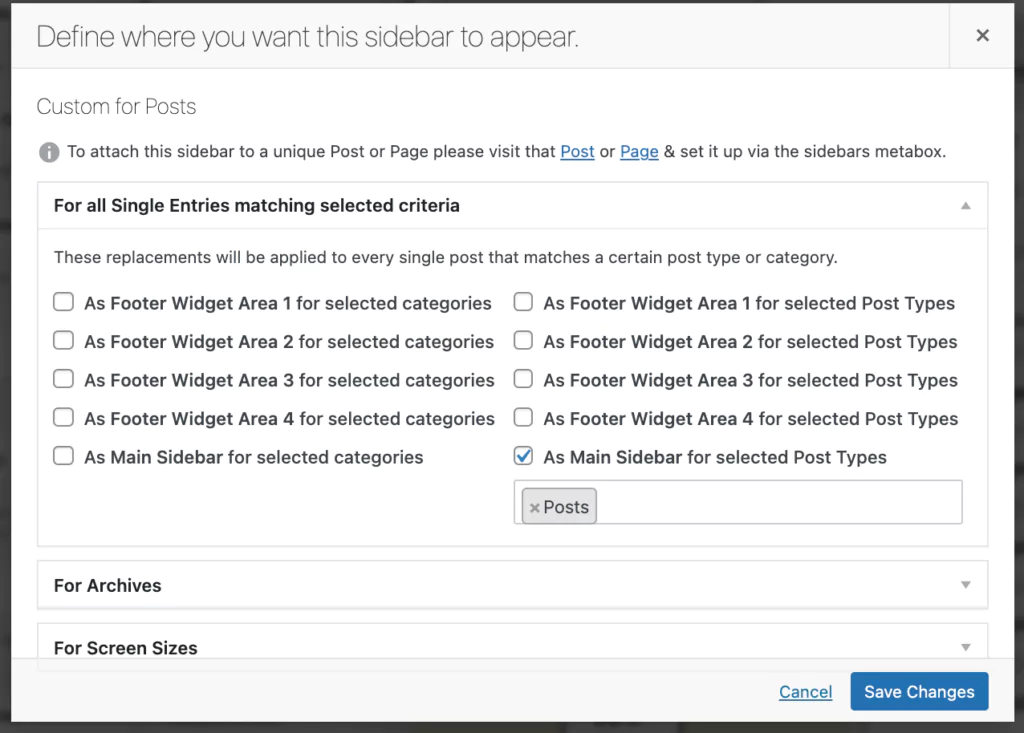 Sidebar locations
