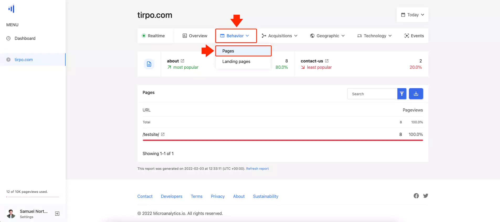 Behavior Tab